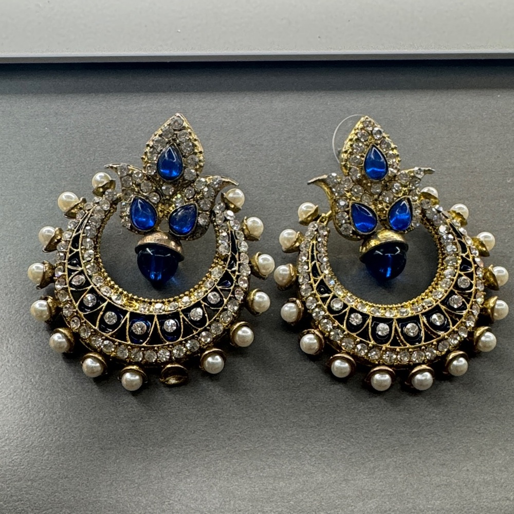 Elegant Blue and Gold Earrings